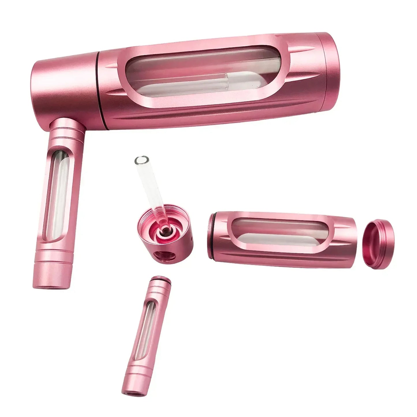 155mm Dry Burning Grass Smoking Pipe Portable Aluminum Alloy&Glass Tobacco Pipes Hookah Shisha Pipa Smoking Accessories