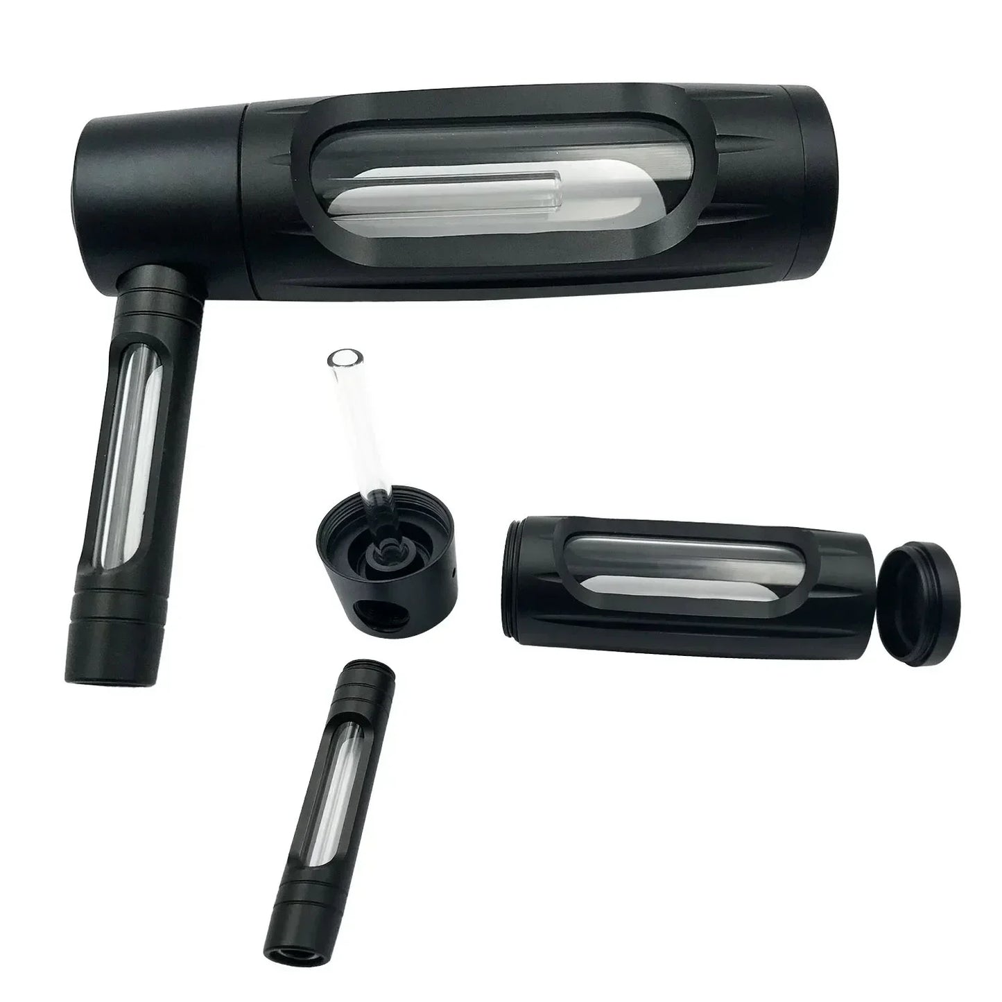 155mm Dry Burning Grass Smoking Pipe Portable Aluminum Alloy&Glass Tobacco Pipes Hookah Shisha Pipa Smoking Accessories