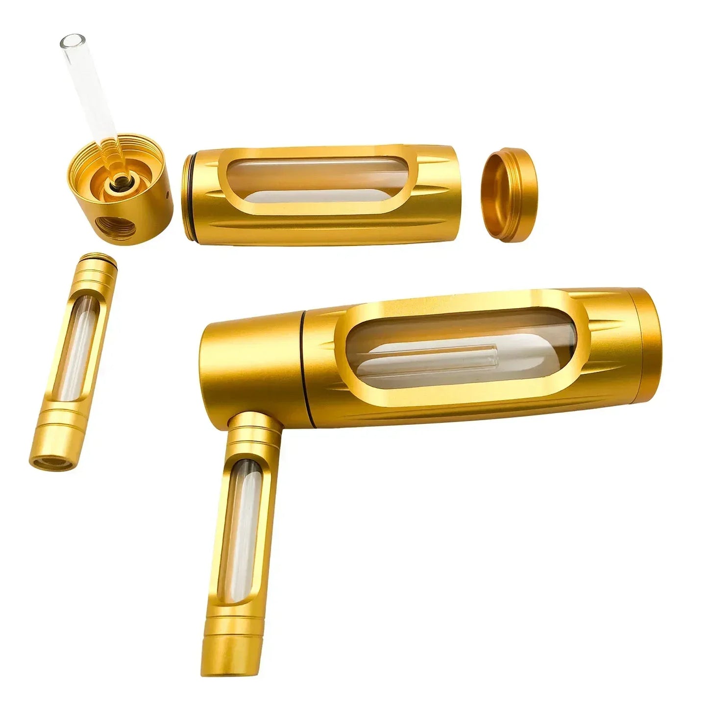 155mm Dry Burning Grass Smoking Pipe Portable Aluminum Alloy&Glass Tobacco Pipes Hookah Shisha Pipa Smoking Accessories