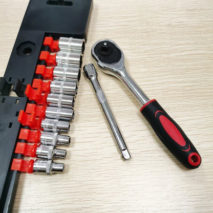 Krachtige 12Pcs 1/4" Ratchet Socket Wrench Set Multi-Function Repair Tool 4-13mm Quick Release Reversible Ratchet Tools
